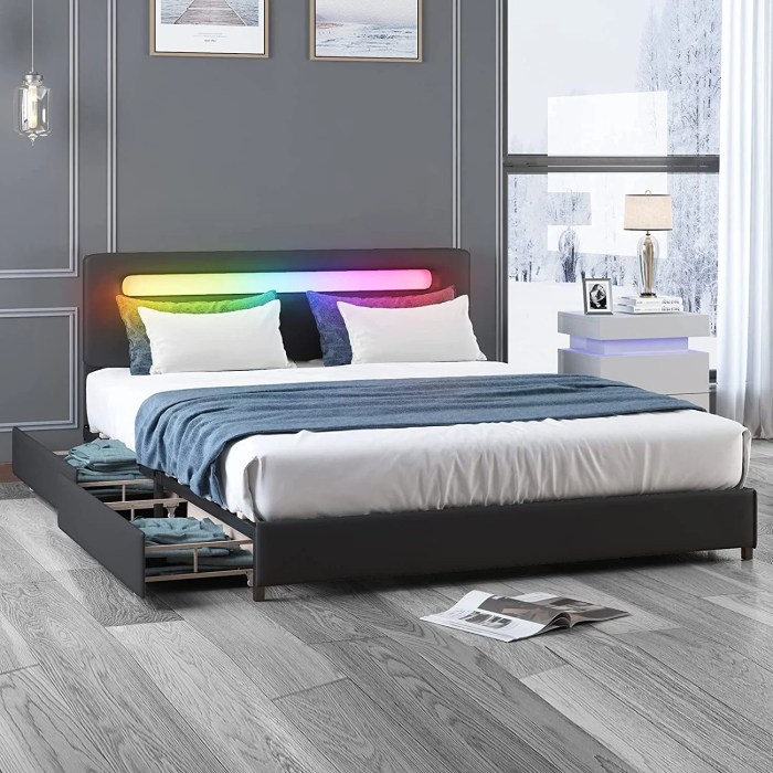 LED bed frame with speakers